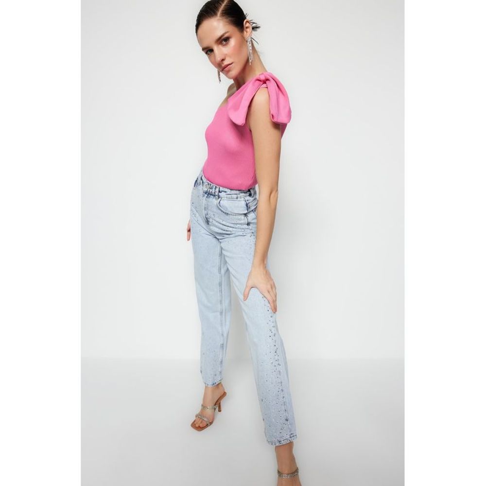 NWT Trendyol Women Regular fit Asymmetrical Collar Knitwear Blouse